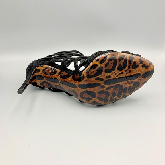 NIB DOLCE & GABBANA Suede Black Peep Toe Heels - Picture 7 of 7